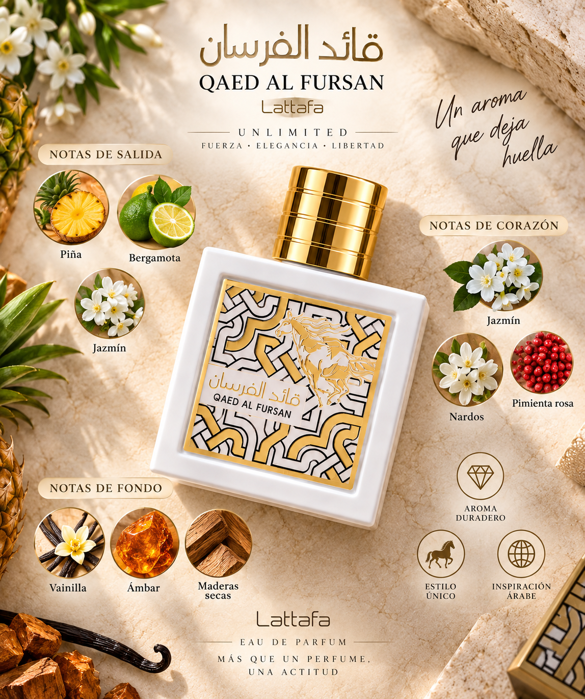LATAFFA QAED AL FURSAN UNLIMITED EDP 90 ML - UNISEX - Imagen 3